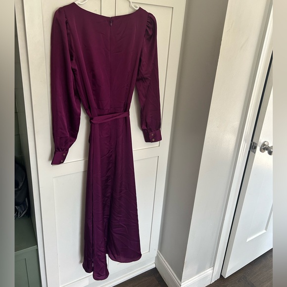 NWOT Puff Shoulder Belted Flare Dress - Picture 6 of 9